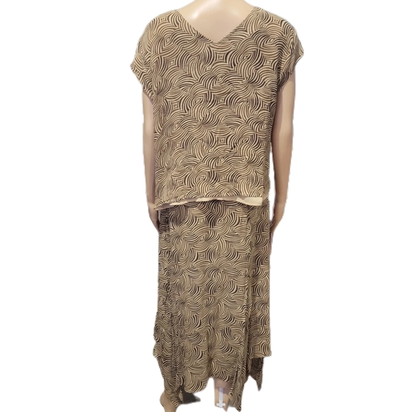 Liz Claiborne 2 Piece Skirt Set XL Brown Tan Print NWOT Vintage - Picture 4 of 5